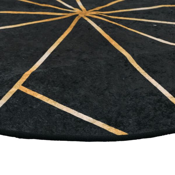 vidaXL Rug Washable Black and Gold &Oslash; 120 cm Anti Slip