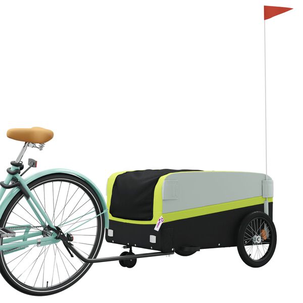 vidaXL Bike Trailer Black and Green 45 kg Iron