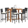 vidaXL 7 Piece Garden Bar Set Black Solid Wood Acacia and Poly Rattan