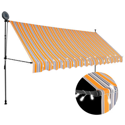vidaXL Manual Retractable Awning with LED 400 cm Yellow and Blue