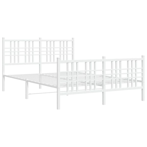 vidaXL Metal Bed Frame without Mattress with Footboard White 140x190cm
