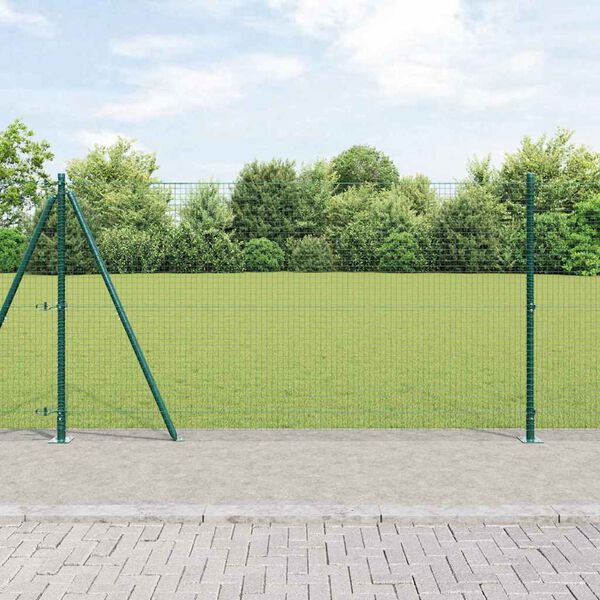 vidaXL Fence Post Green 10 x 1.2 m (25 x 25 mm mesh) Steel and PVC