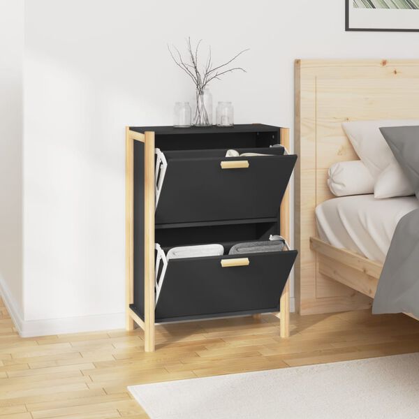 vidaXL Shoe Cabinet Black 57.5x33x80 cm Engineered Wood