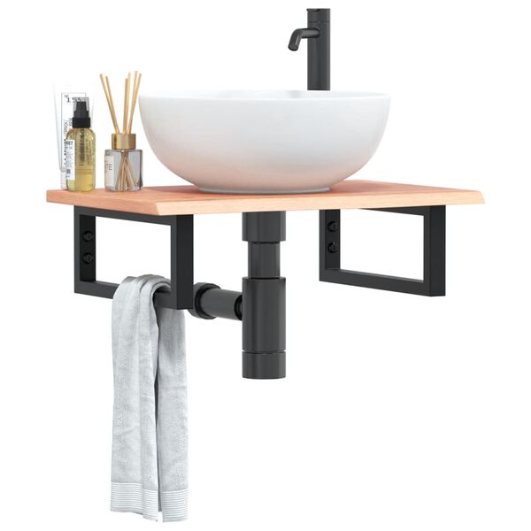 vidaXL Basin Shelf Wall Mounted&nbsp;Steel and&nbsp;Solid Wood Oak