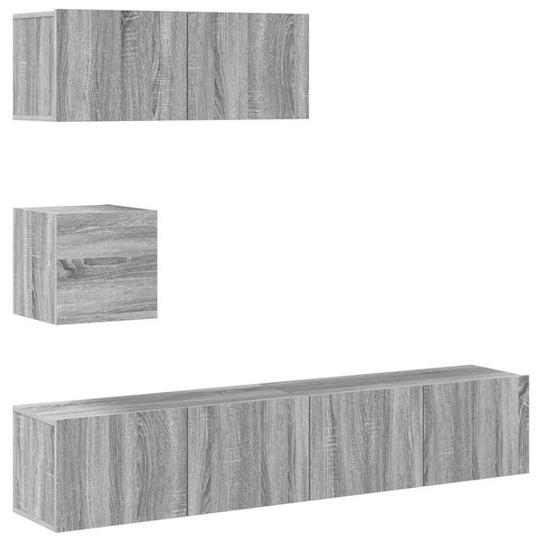 vidaXL 4 Piece TV Cabinet Set Grey Sonoma Engineered Wood