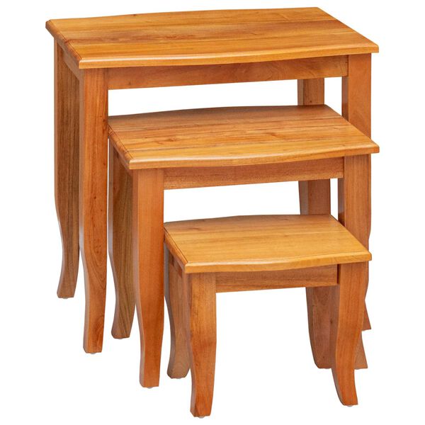 vidaXL Nesting Side Tables 3 pcs Natural Solid Mahogany Wood