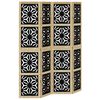 vidaXL Room Divider 4 Panels Brown and Black Solid Wood Paulownia