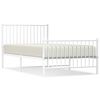 vidaXL Metal Bed Frame without Mattress with Footboard White 100x190cm