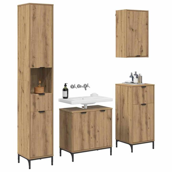 vidaXL Bathroom Furniture Set Artisan Oak Engineered wood, Metal