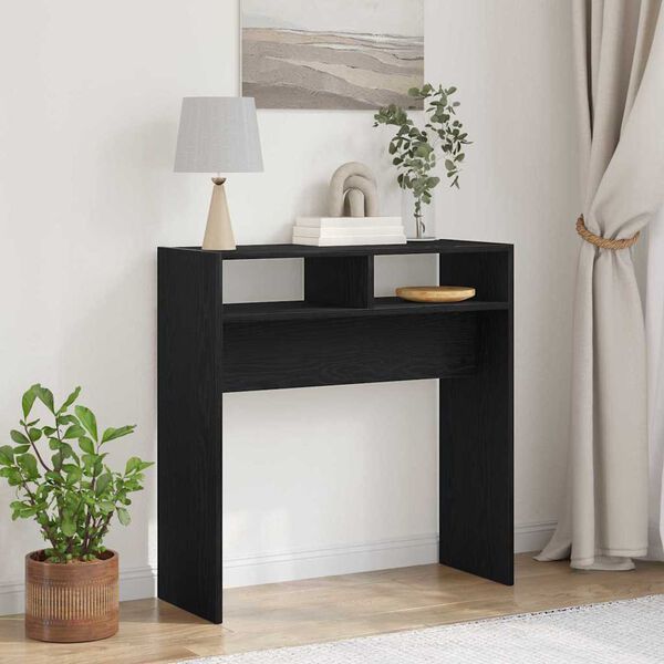 vidaXL Console Table Black Oak 78 x 30 x 80 cm Engineered Wood