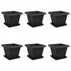 vidaXL Plant Pots 6 pcs Black 38 x 38 x 30 cm Plastic