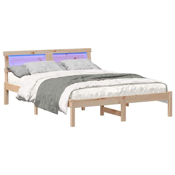 vidaXL Bed Frame with Headboard Brown 120 x 200 cm Solid Pine Wood