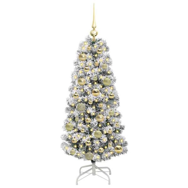 vidaXL Artificial Hinged Christmas Tree Green and White 120 cm