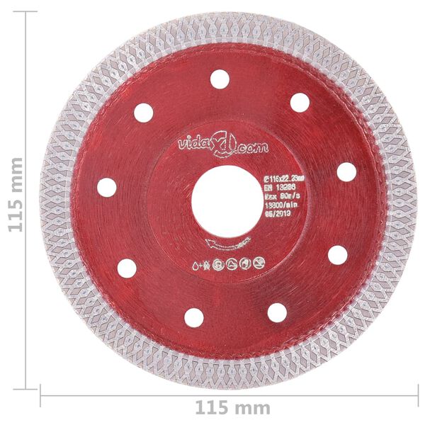 vidaXL Diamond Cutting Disc with Holes Steel 115 mm