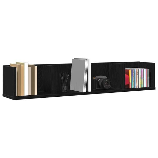 vidaXL Wall Shelf Black Oak 100 x 18 x 18 cm Engineered Wood