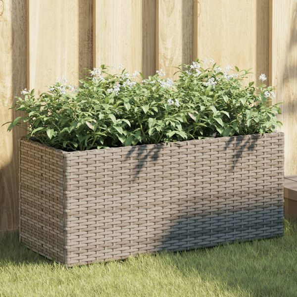 vidaXL Garden Planters with 2 Pots 2 pcs Grey 72x30x32 cm Poly Rattan