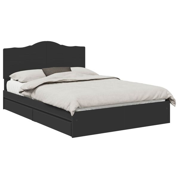 vidaXL Storage Bed with Headboard Black 150 x 200 cm Engineered Wood