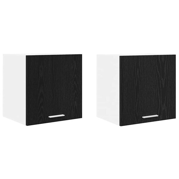 vidaXL Hanging Cabinet 2 pcs Black Oak and White 40 x 31 x 40 cm