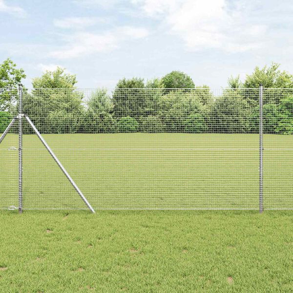 vidaXL Welded Wire Fence Silver 1.4 x 10 m