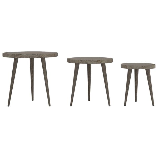 vidaXL 3 Piece Side Table Set Grey MDF and Iron