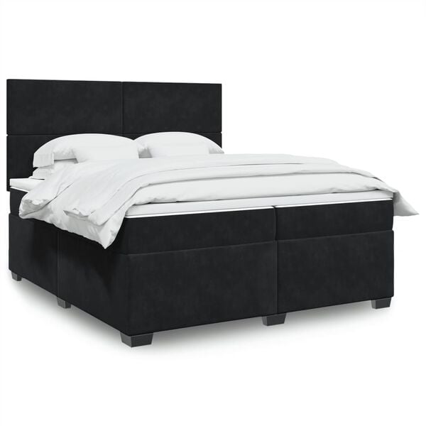 vidaXL Box Spring Bed with Mattress Black 200x200 cm Velvet