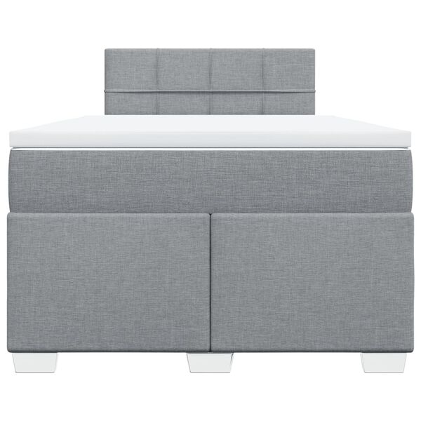 vidaXL Box Spring Bed with Mattress Light Grey 120x200 cm Fabric