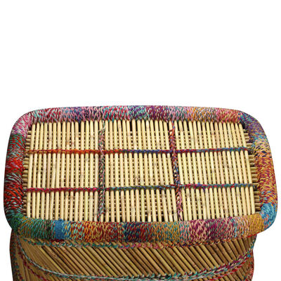 vidaXL Coffee Table Bamboo with Chindi Details Multicolour