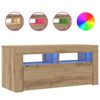 vidaXL TV Cabinet with LED Lights Artisan Oak 90x35x40 cm Engineered Wood