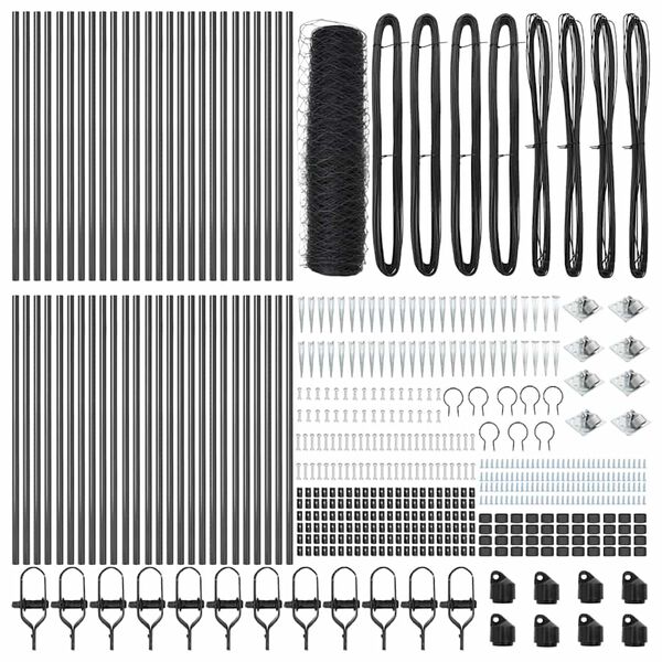 vidaXL Fence Post Grey 100 x 0.5 m (36 mm mesh) Steel and PVC