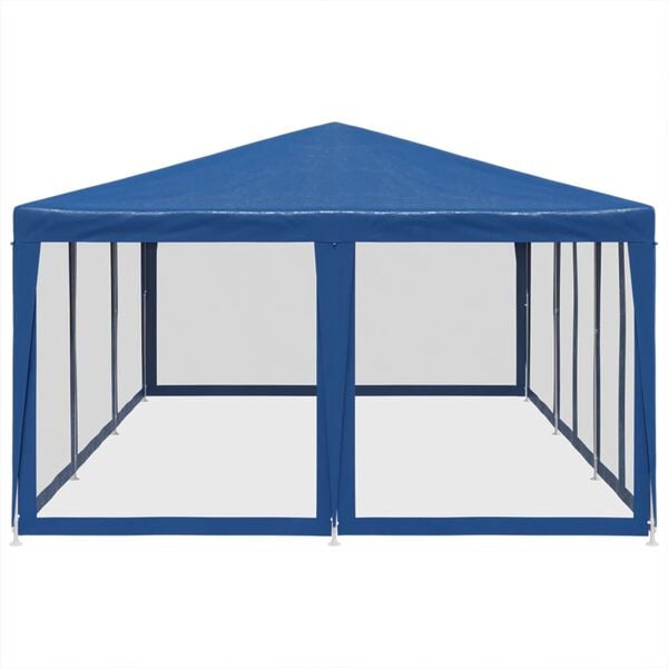 vidaXL Party Tent with 10 Mesh Sidewalls Blue 6x4 m HDPE
