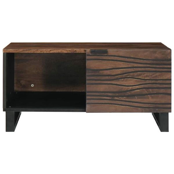 vidaXL Coffee Table Brown and Black 80 x 50 x 40 cm Solid Acacia wood