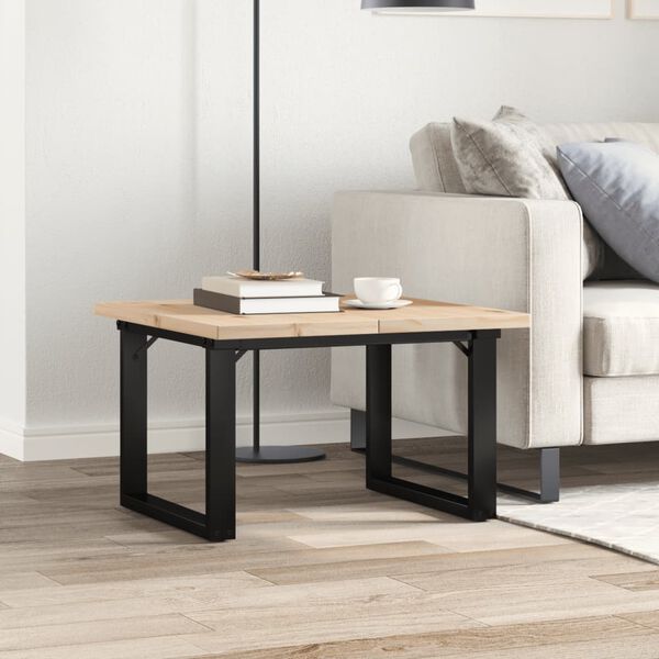 vidaXL Coffee Table O-Frame 60x60x40.5 cm Solid Wood Pine and Steel
