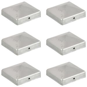 vidaXL Pyramid Fence Post Caps 6 pcs Galvanised Metal 81x81 mm