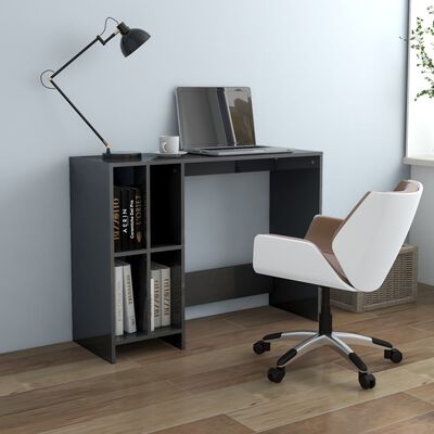 vidaXL Notebook Desk High Gloss Grey 102.5x35x75 cm Engineered Wood
