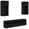 vidaXL TV Wall Units with LED 5 pcs Black Oak Engineered Wood