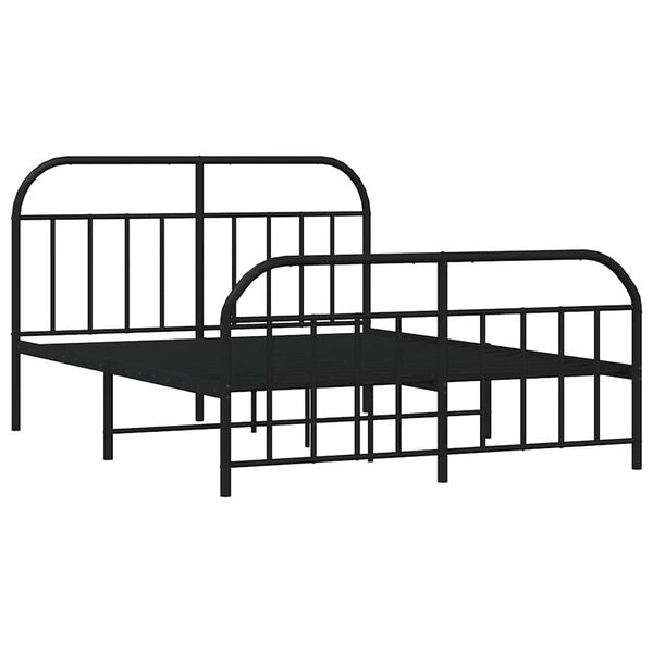 vidaXL Metal Bed Frame without Mattress with Footboard Black 135x190cm