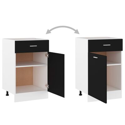 vidaXL Drawer Bottom Cabinet Black 50x46x81.5 cm Engineered Wood