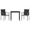 vidaXL Garden Dining Set 3 pcs Black Powder-coated Steel