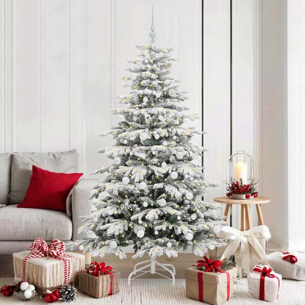 vidaXL Artificial Hinged Christmas Tree White 180 cm PE and PVC