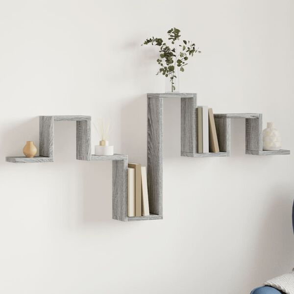 vidaXL Wall Shelf Grey Sonoma 104.5x10x43 cm Engineered Wood