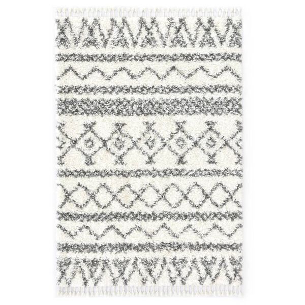 vidaXL Rug Berber Shaggy PP Beige and Grey 160x230 cm