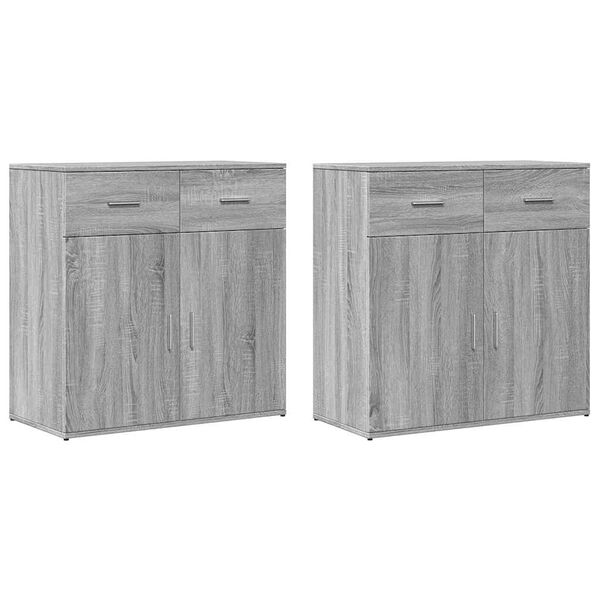vidaXL Sideboards 2 pcs Grey Sonoma 79x38x80 cm Engineered Wood