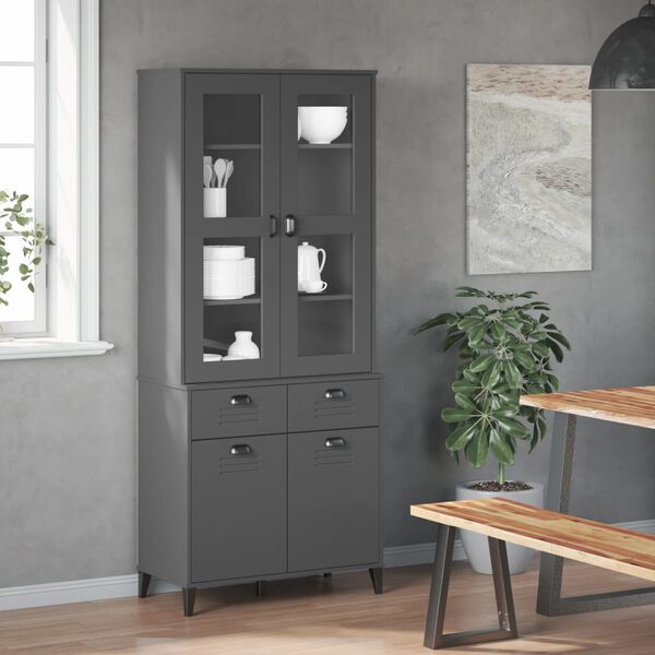vidaXL Highboard VIKEN Anthracite Grey 80x40x190 cm Solid Wood Pine