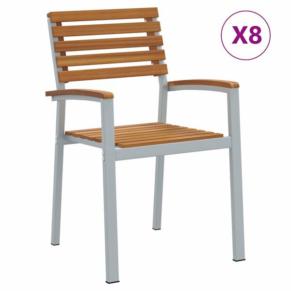vidaXL Garden Chair 8 pcs Brown 56 x 57 x 87 cm Solid Acacia Wood