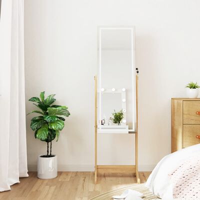 vidaXL Mirror Jewellery Cabinet with LED Lights Free Standing