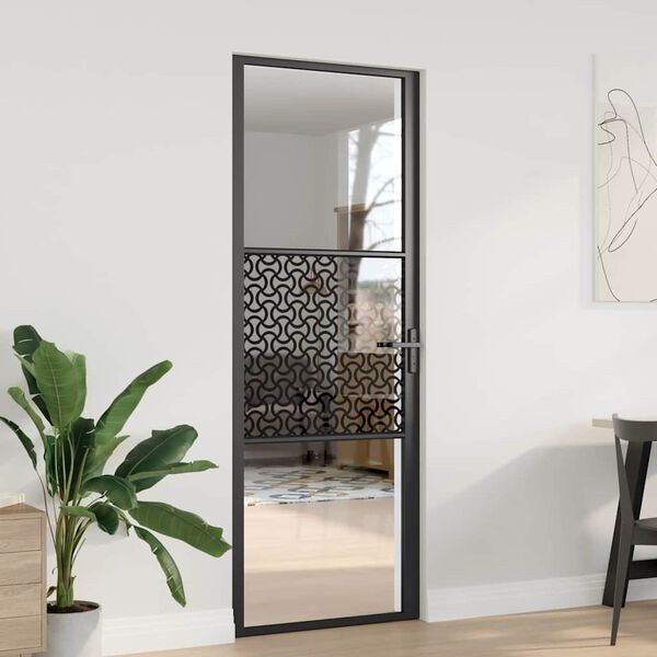 vidaXL Glass Door Fretwork Black 76 x 3.5 x 201.5 cm Aluminium