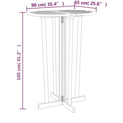 vidaXL Folding Bar Table 90x65x105 cm Solid Wood Teak