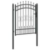 vidaXL Fence Gate with Spear Top Black 103x125 cm Powder-coated Steel