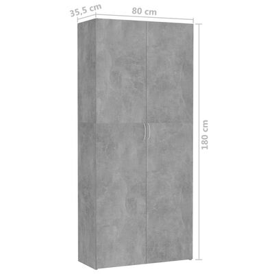 vidaXL Storage Cabinet Concrete Grey 80x35.5x180 cm Engineered Wood