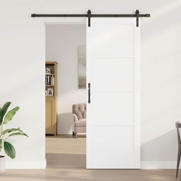 vidaXL Sliding Door White and Black 83 x 232 cm Solid Pine Wood